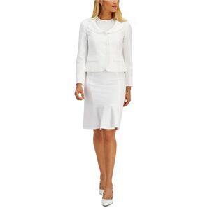 Le Suit Womens 2Pc Skirt Suit, natural, 6